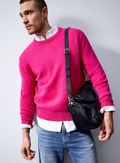 Le 31 Pink Crew neck sweater <b>Recycled lambswool</b> for men