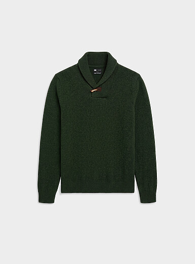 Shawl-collar sweater <b>Recycled lambswool</b>