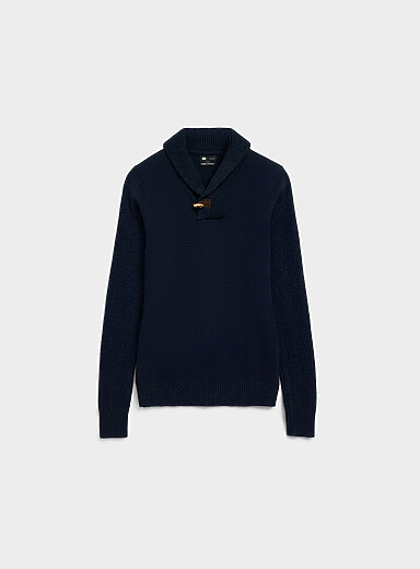 Le 31: Le chandail col ch&acirc;le <b>Laine d'agneau recycl&eacute;e</b> Bleu marine - Bleu nuit pour homme