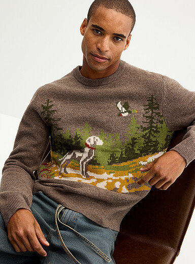 Le chandail jacquard chasse d'automne <b>Laine d'agneau recycl&eacute;e</b>