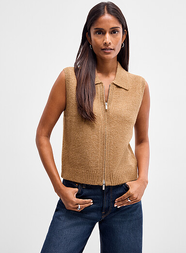 Le gilet filamenteux chin&eacute; zipp&eacute; col polo