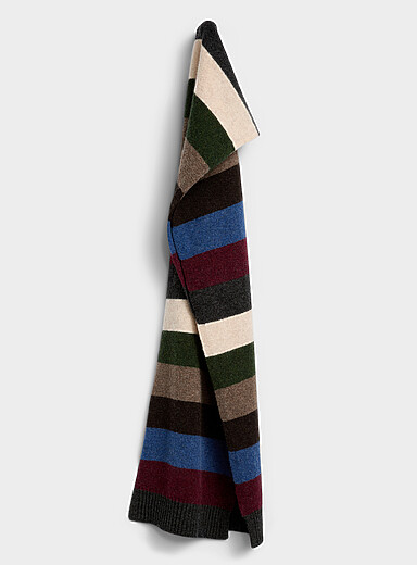 Recycled lambswool striped scarf