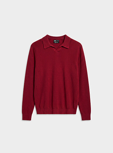 Le 31: Le chandail col Johnny tricot c&ocirc;tel&eacute; Bourgogne pour homme