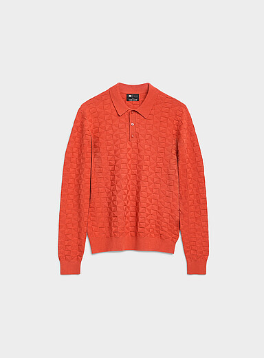 Geometric jacquard knit polo