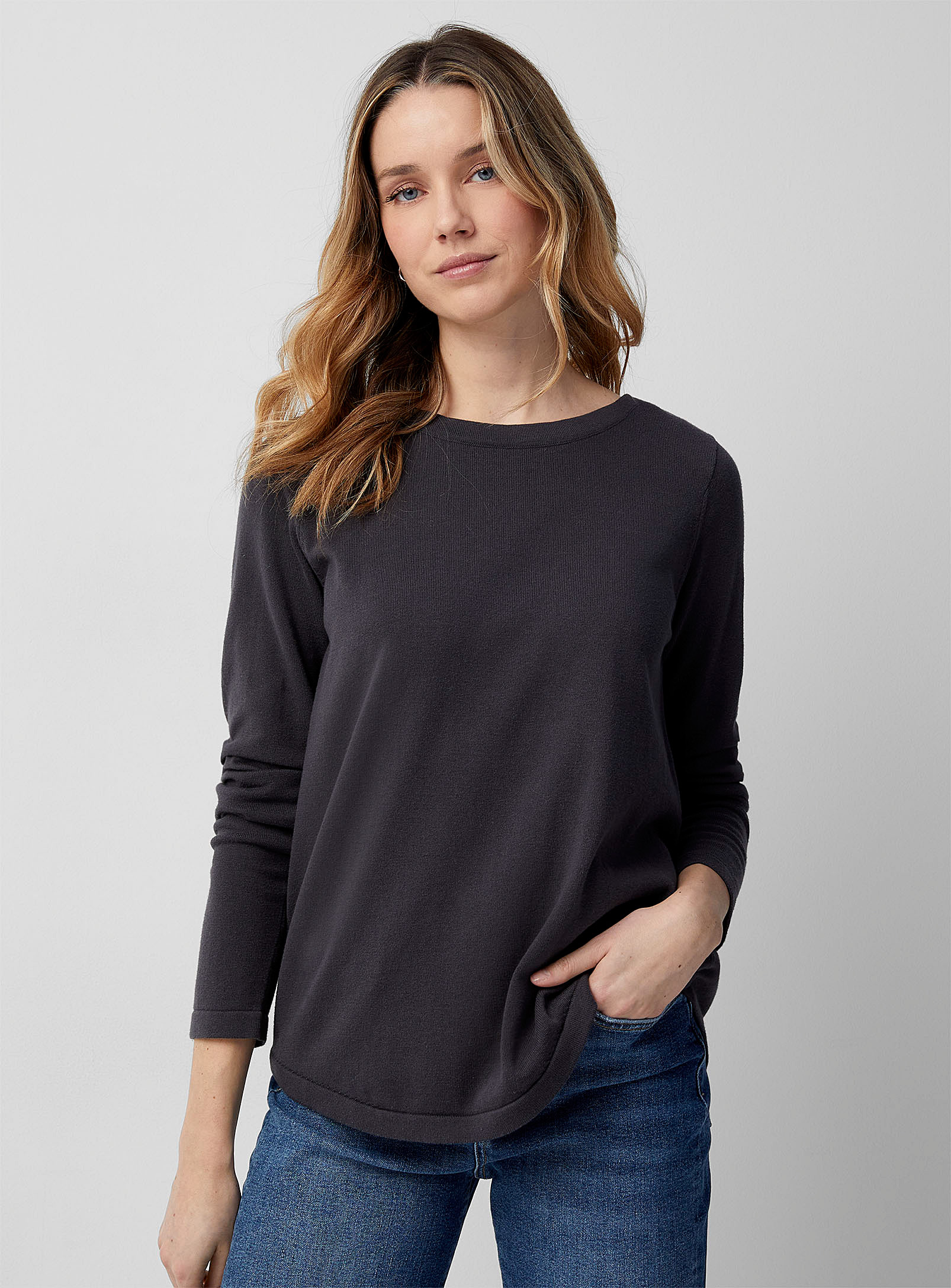 Contemporaine Rounded Boat-neck Sweater In Grey