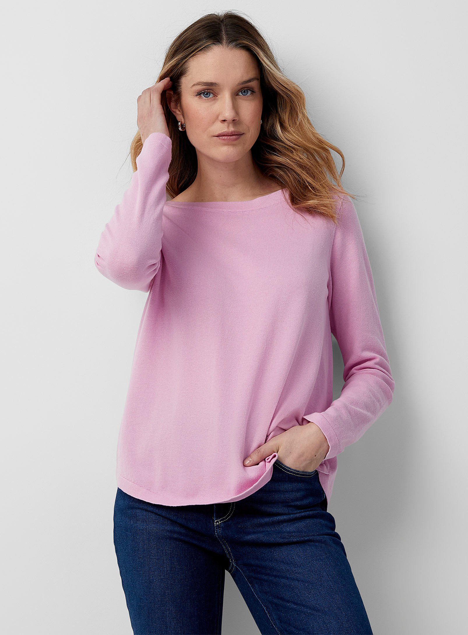 Contemporaine Rounded Boat-neck Sweater In Peach