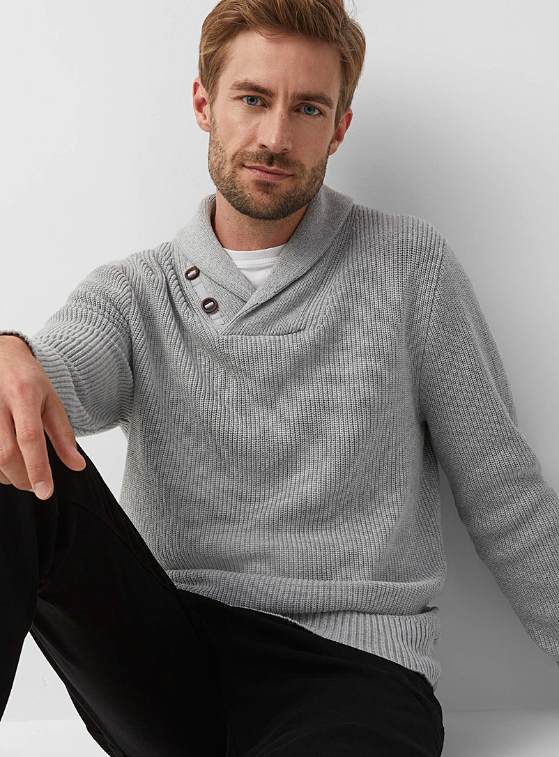 Ribbed shawl-collar sweater | Le 31 | Shop Men's Shawl Collar Sweaters  Online | Simons