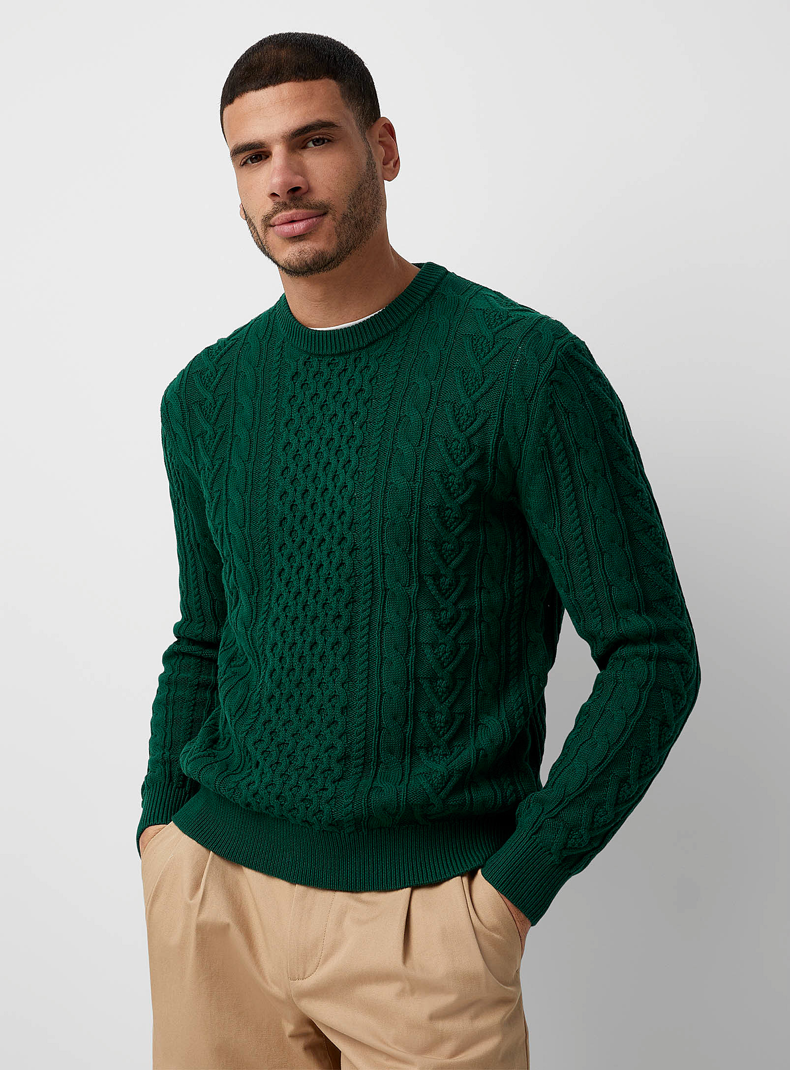 Le 31 Twisted-cable Heritage Sweater In Mossy Green