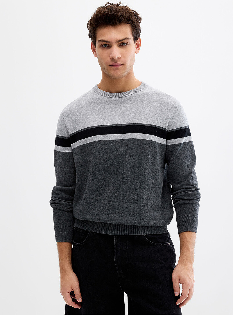 Block-stripe sweater product image (primary)