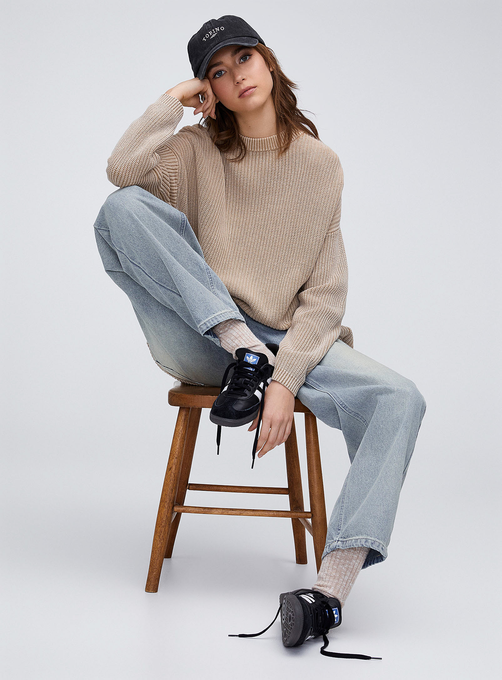 Twik - Women's Oversized faded ribbed sweater Self-Care collection