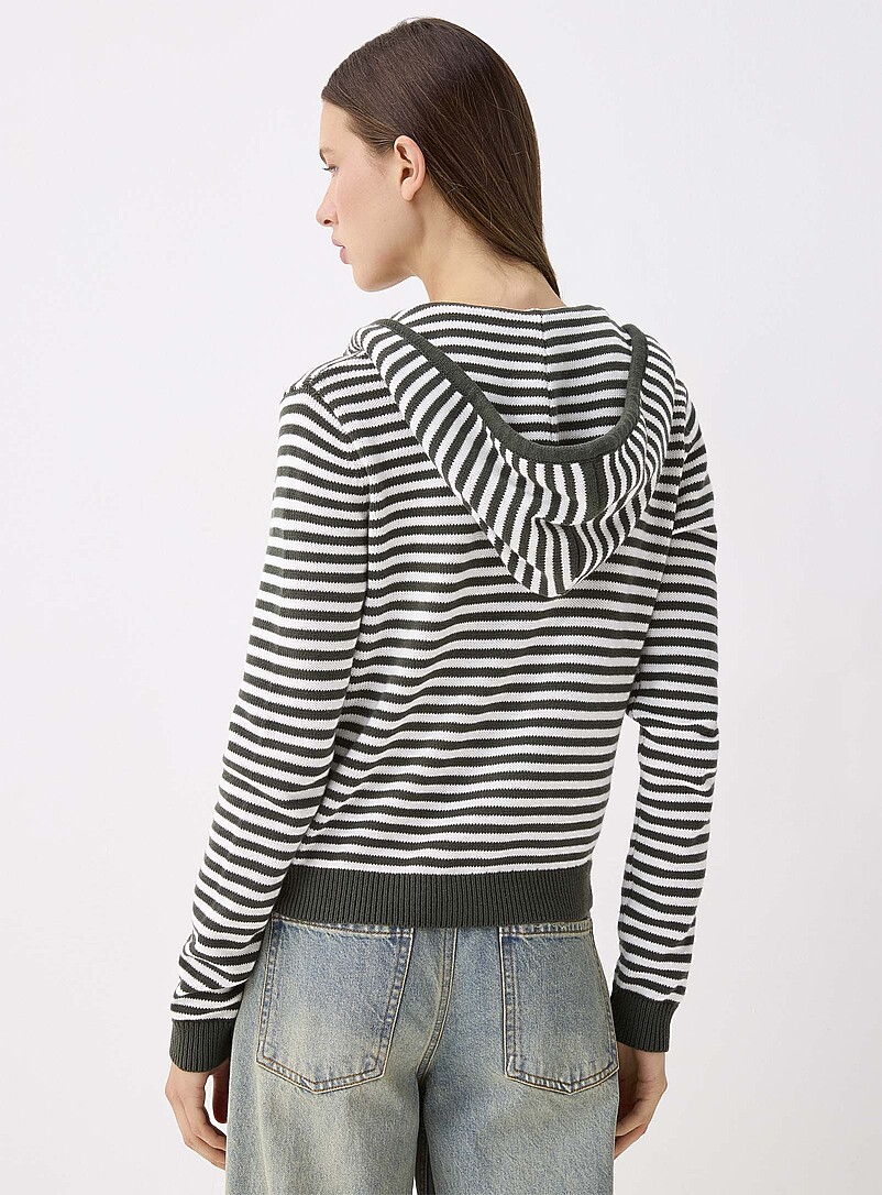 Hooded striped zip-up cardigan product image 3