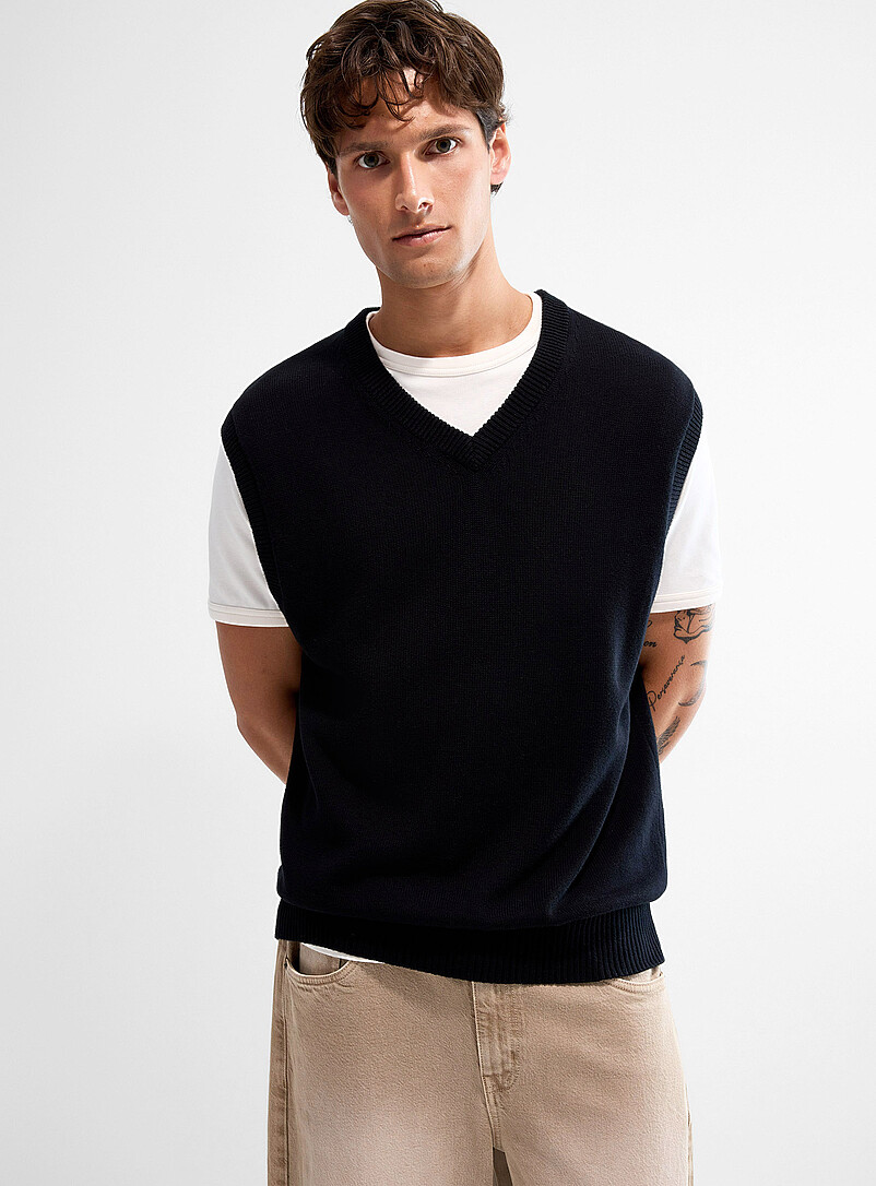 Recycled cotton knit sweater vest product image (primary)