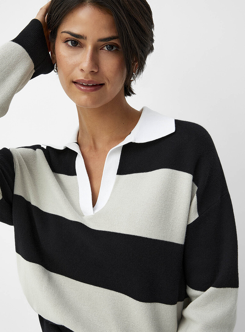 Rugby stripes Johnny-collar sweater product image 2