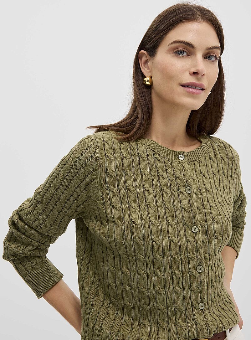 Boxy-fit cable-knit pure cotton cardigan product image 2