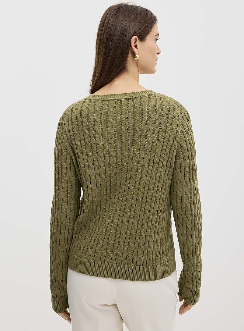 Boxy-fit cable-knit pure cotton cardigan product image 3