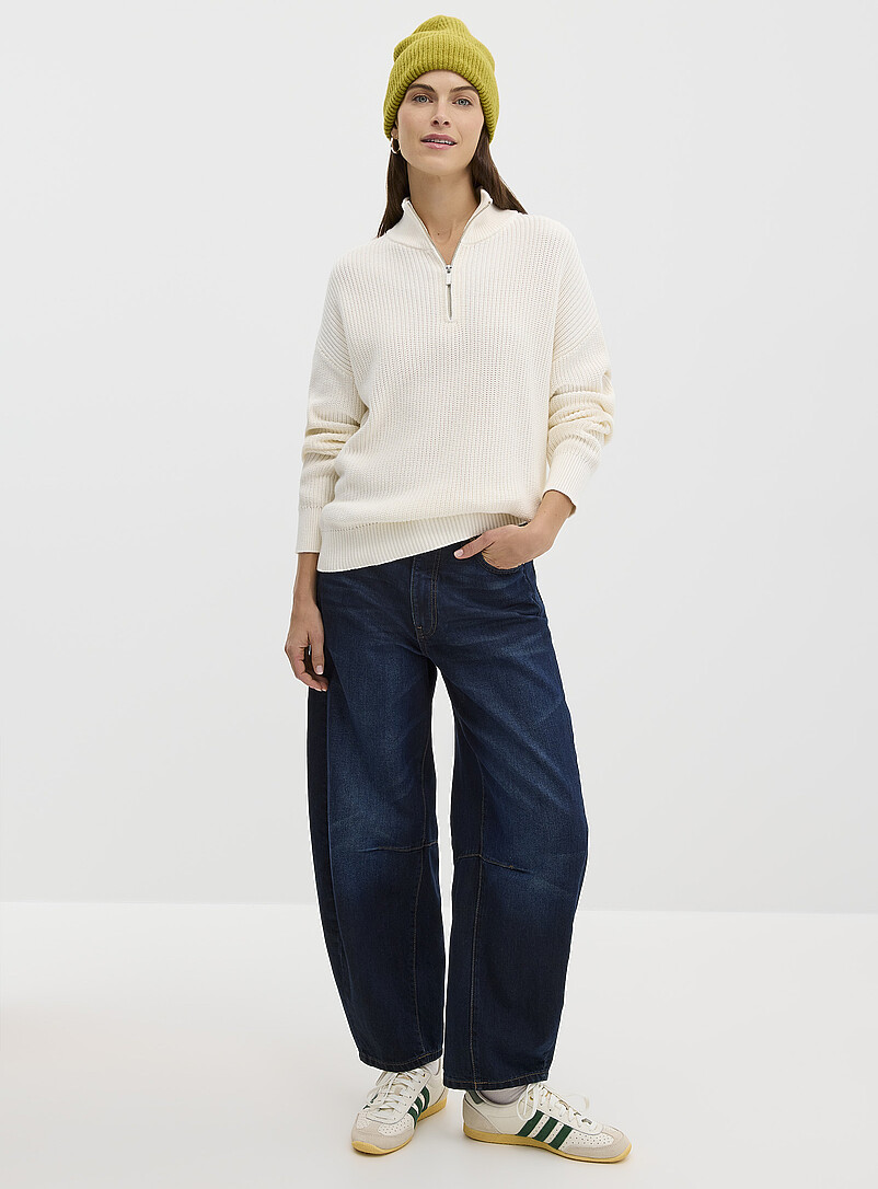 Zipped mock neck shaker rib sweater product image 2