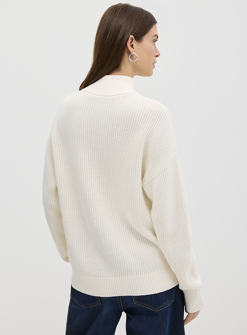 Zipped mock neck shaker rib sweater product image 3