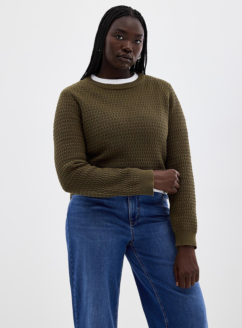 Textured Reprocessed Cotton Sweater