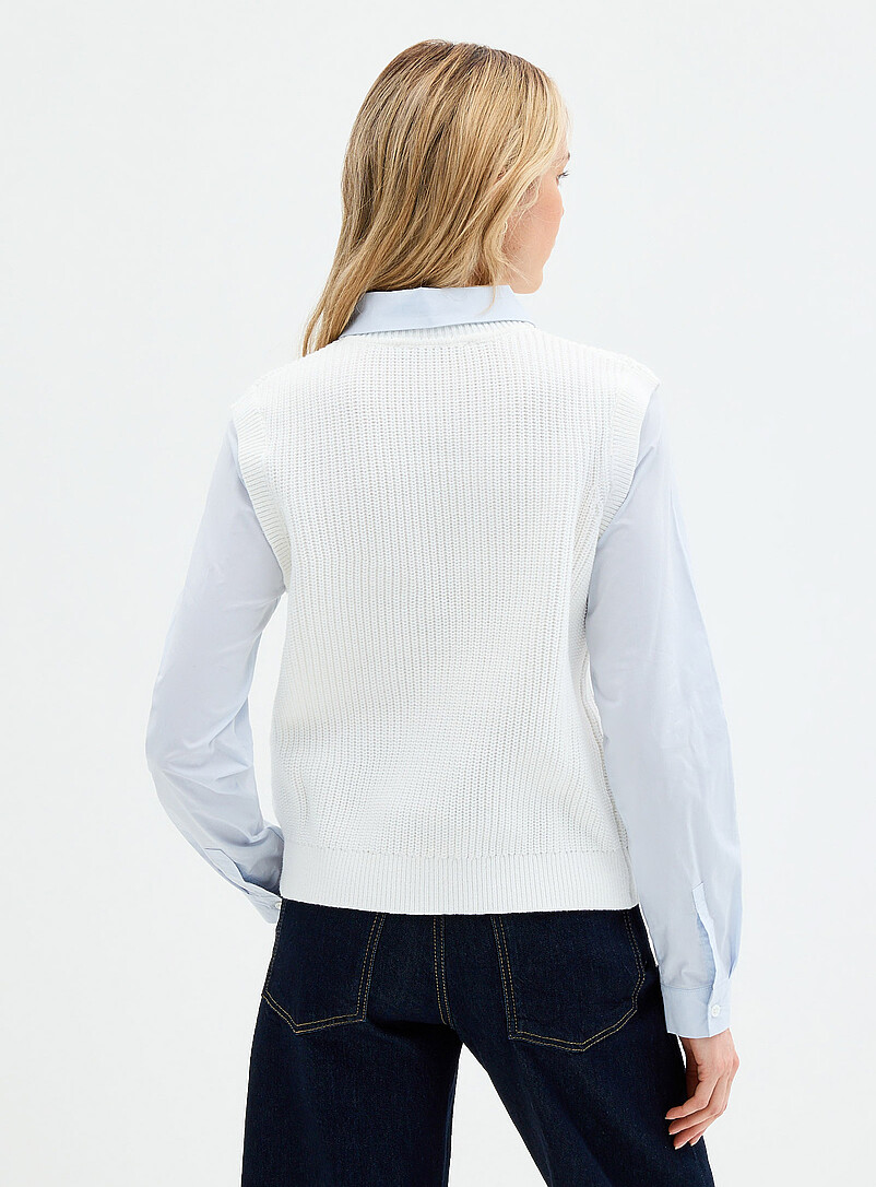 Sewn-in shirt shaker-rib sweater vest product image 3