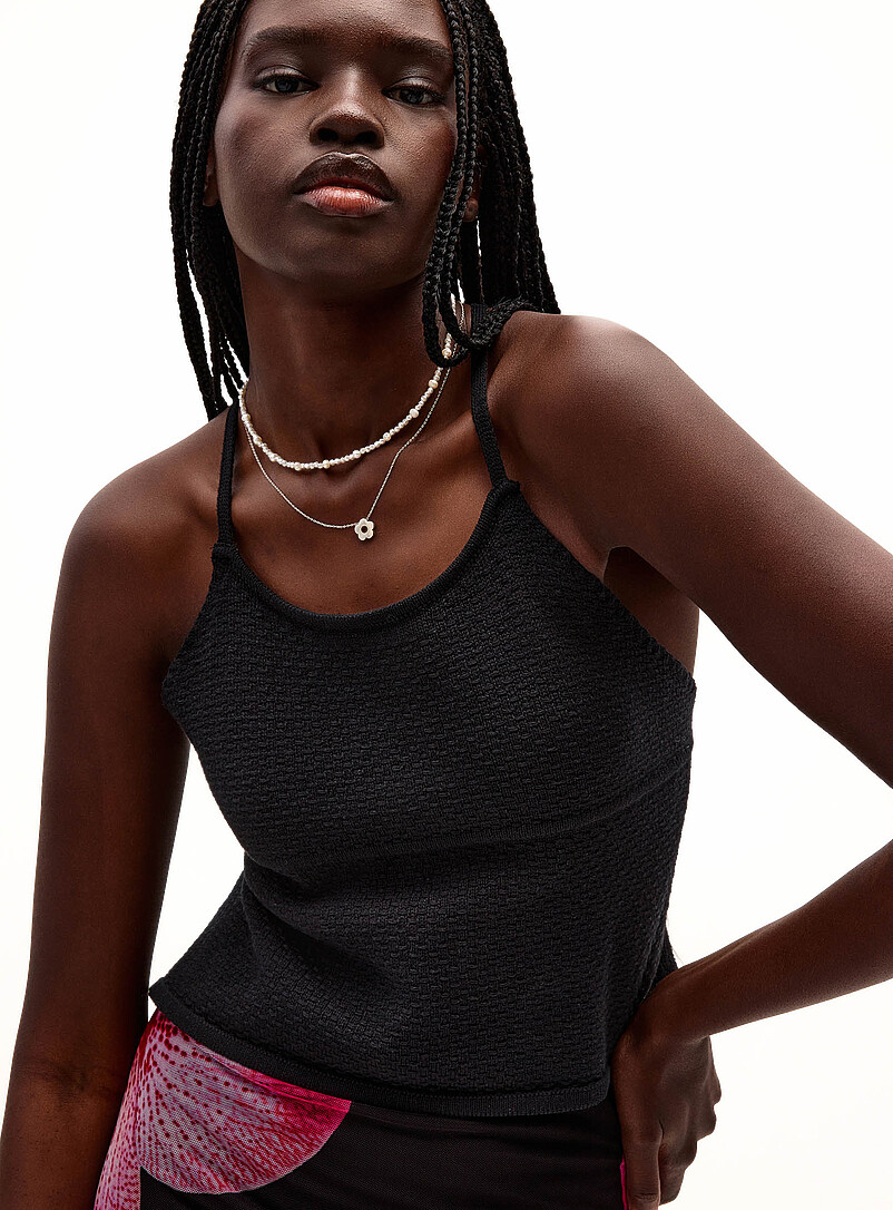 Lace-up back knit cami product image (primary)