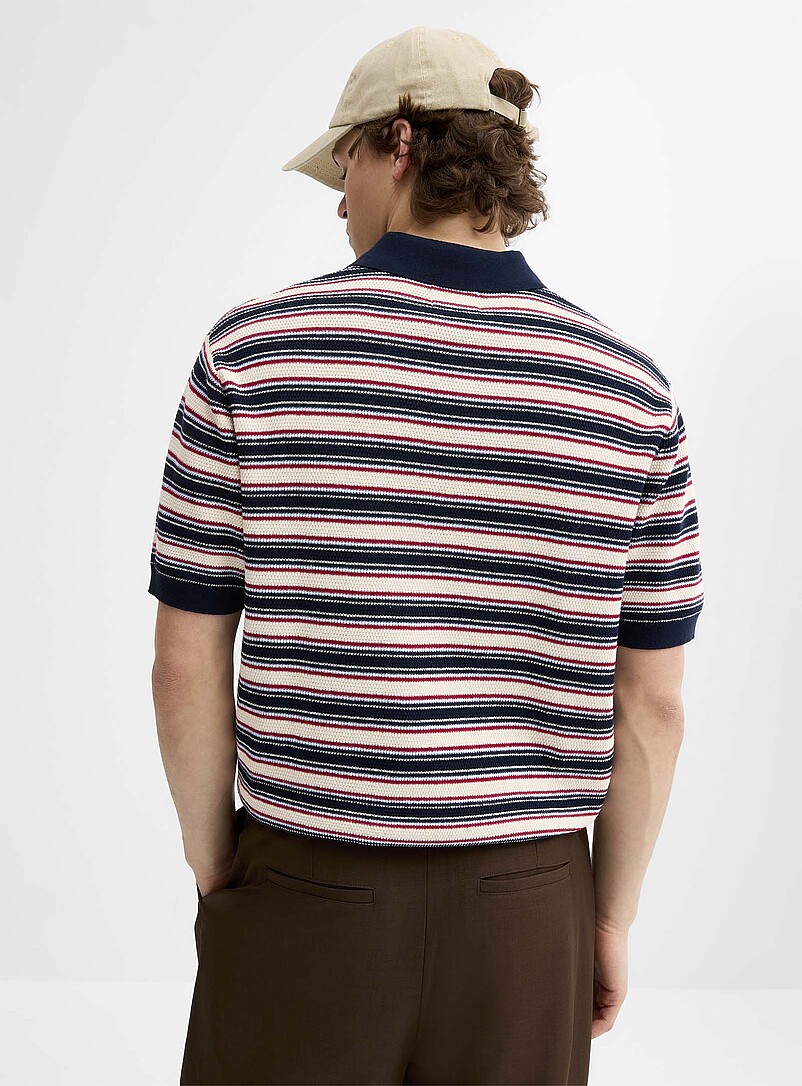Horizontal stripe knit polo product image 2