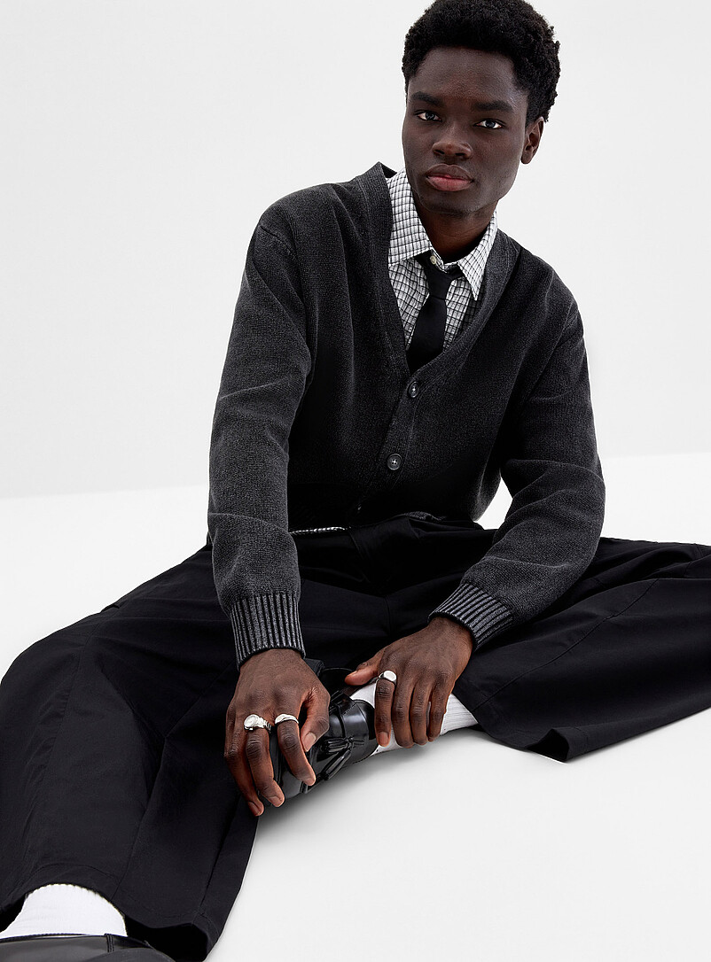 Cropped washed cardigan product image (primary)