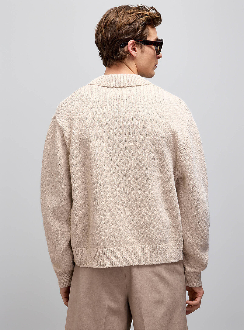 Slub knit polo-collar cardigan product image 2