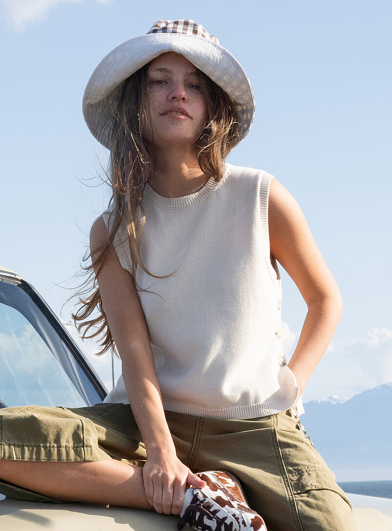 Side-button cotton sweater vest product image (primary)