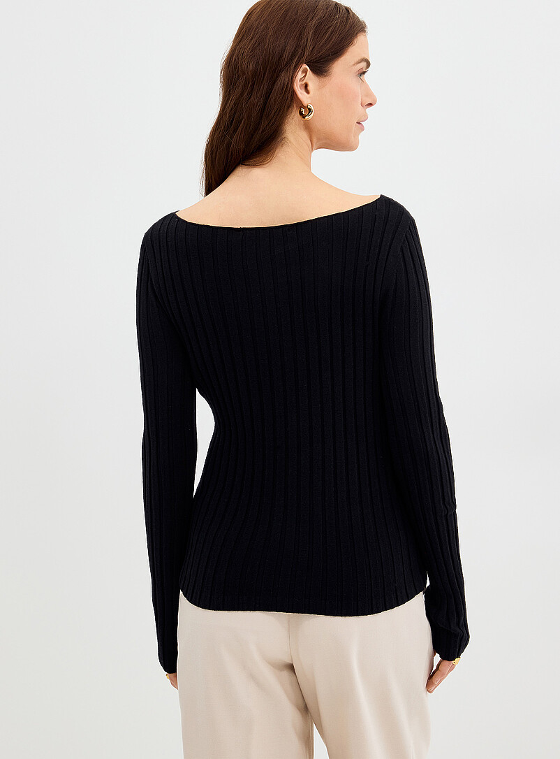 Wide ribbing fitted boat-neck sweater product image 2