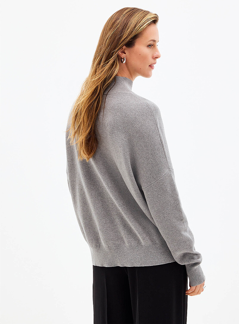 Boxy fit high-neck pure cotton sweater product image 2
