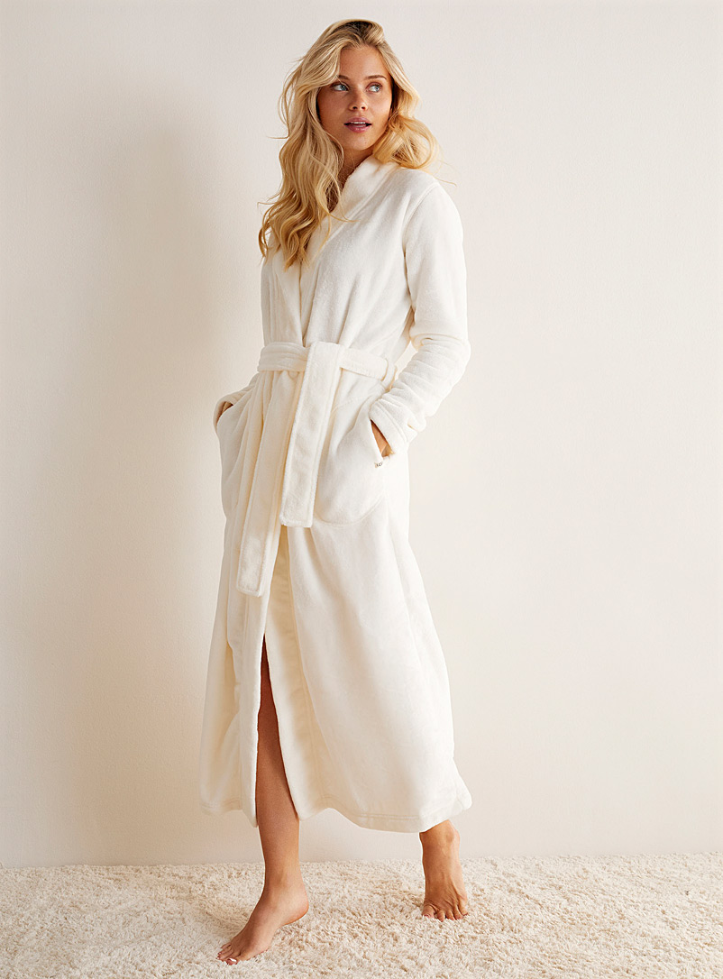 UGG Cream Beige Marlow long plush bathrobe for women