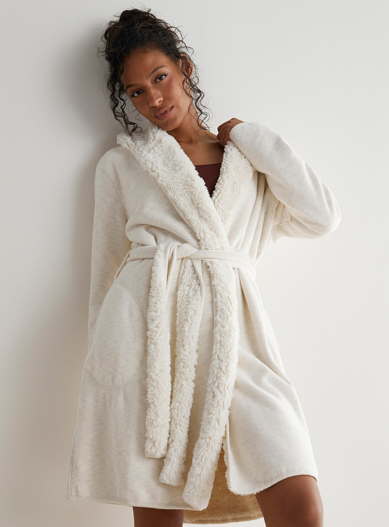 UGG Cream Beige Reversible sherpa robe for women