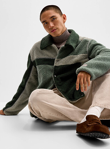UGG Green Patchwork high-pile-fleece jacket for men