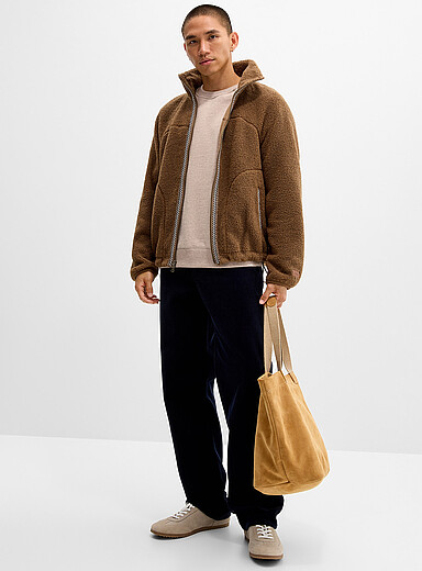 UGG Fawn/Tobacco Ribbon trim high-pile-fleece jacket for men