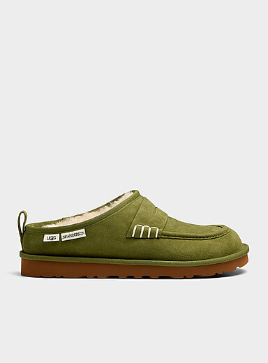 JW Anderson x UGG Mossy Green Suede loafer mules Unisex for men