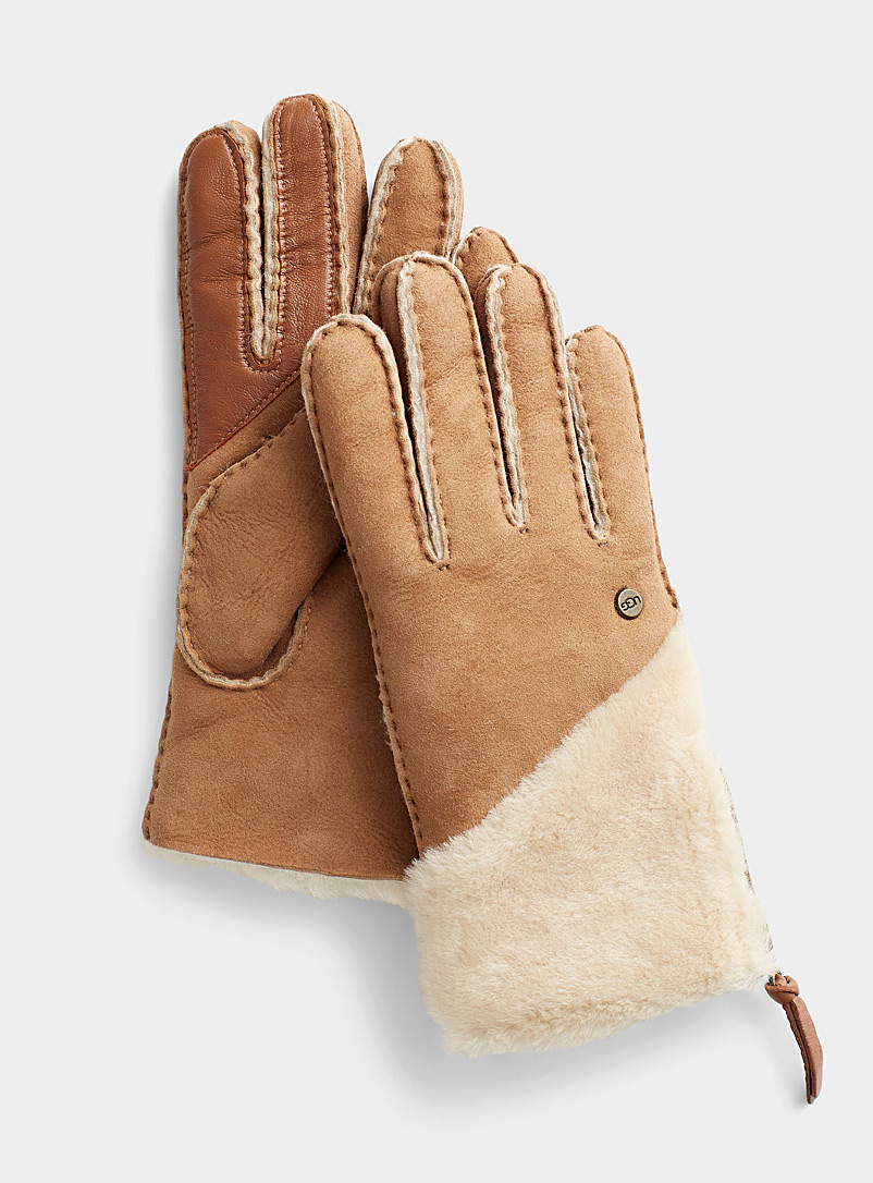 UGG Honey Suede and fur gloves for women