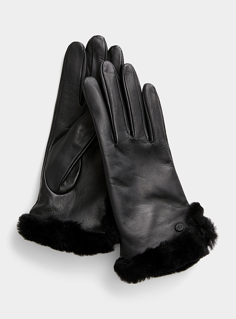 Faux-fur cuff leather gloves | UGG | Shop Women's Suede & Leather ...