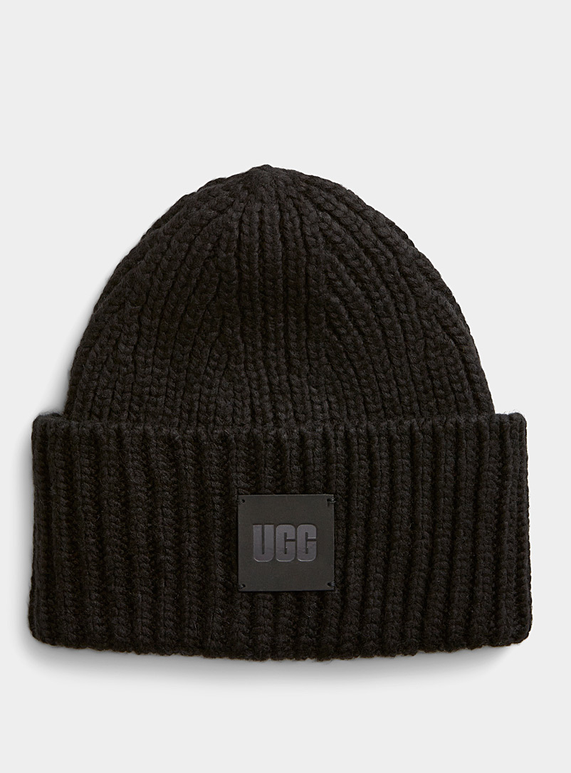 UGG Black Emblem wide-cuff ribbed tuque for men