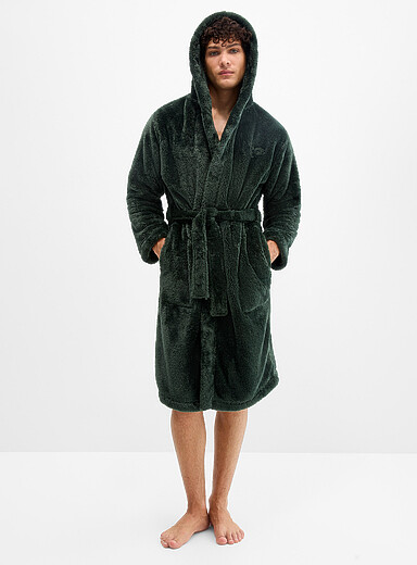 UGG: La robe de chambre peluche enveloppante Beckett Vert fonc&eacute; - Mousse pour homme