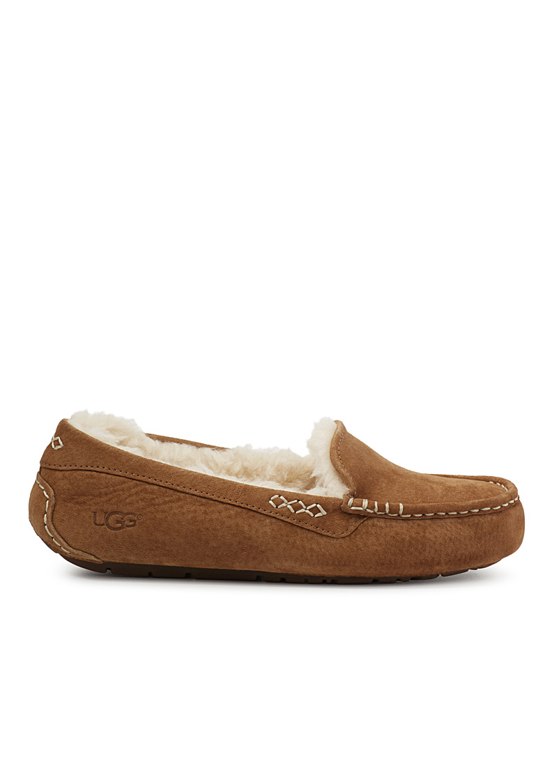 UGG Light Brown Ansley moccasin slippers for women