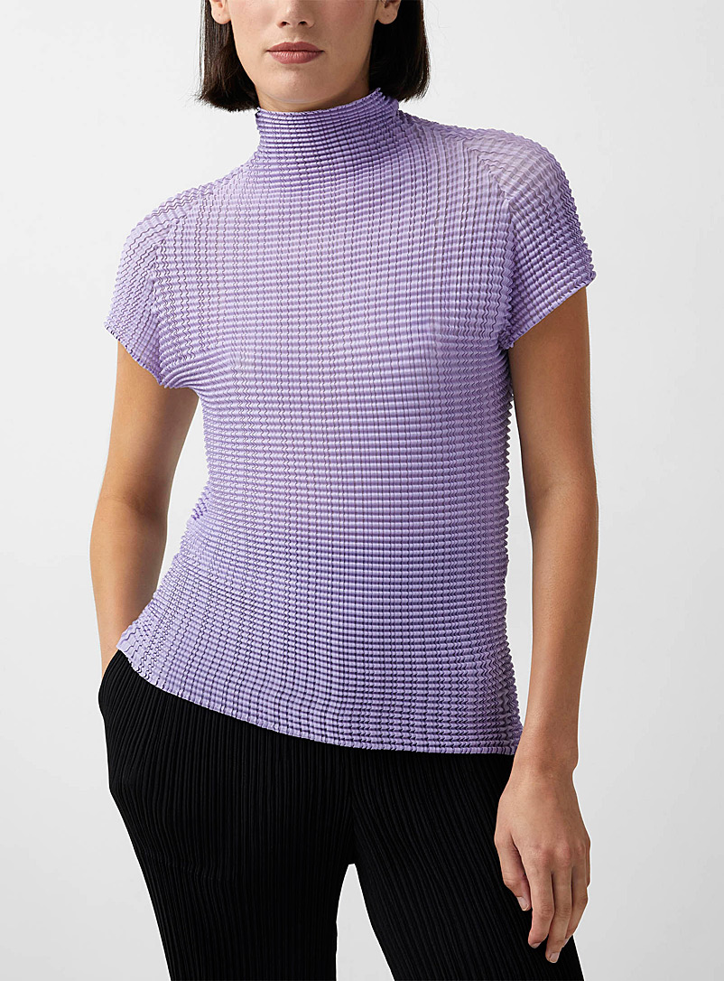 Issey Miyake Lilacs Wooly Pleats mock-neck top for women