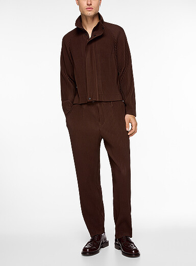 Homme Pliss&eacute; Issey Miyake Brown Chocolate brown pleated pant for men