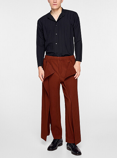 Homme Pliss&eacute; Issey Miyake: Le pantalon pliss&eacute; modulable Motion Blur Chocolat - Espresso pour homme