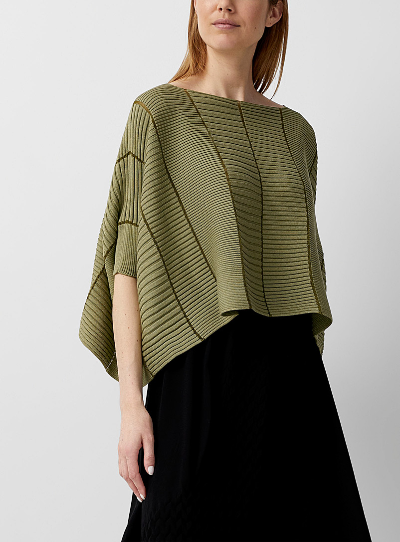 Issey Miyake Khaki Colonne knit top for women
