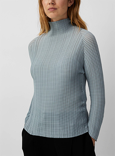 Issey Miyake Baby Blue Wooly Pleats long-sleeve top for women