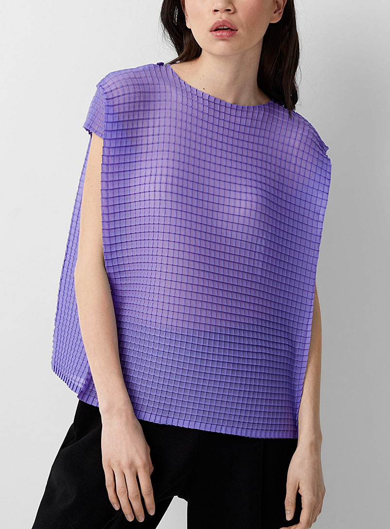 Issey Miyake Mauve Grid Pleats top for women