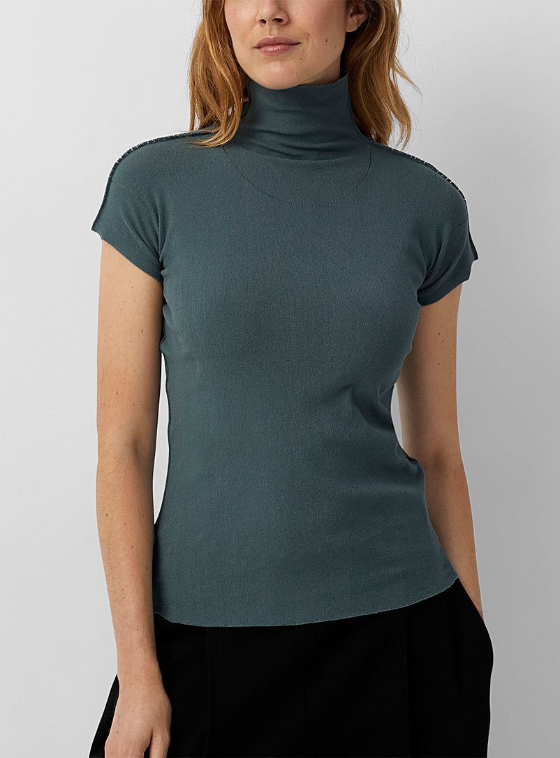 Issey Miyake: Le chandail Coton Baguette 36 Sarcelle-turquoise-aqua pour femme