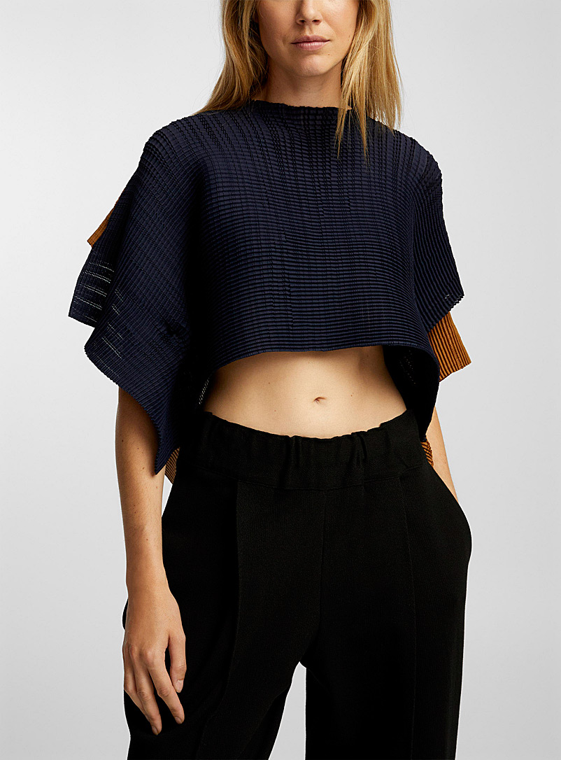 Issey Miyake Marine Blue Frame two-tone top for women