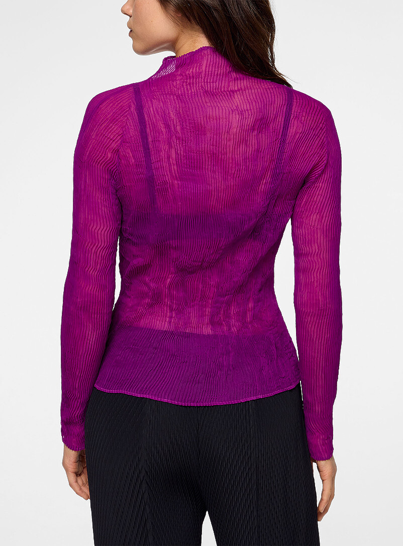 ISSEY MIYAKE ジップシフォン Chiffon Twist 2 mock-neck top | Issey Miyake | Women's Designer