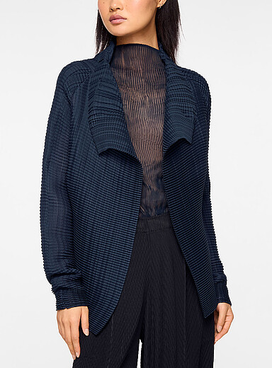 Issey Miyake Navy/Midnight Blue Wooly Pleats cardigan for women